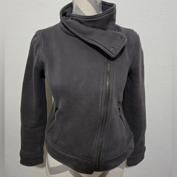 GAP Gray Asymmetrical Zipper Moto Style Cotton Blend Jacket Size Small - Picture 2 of 9